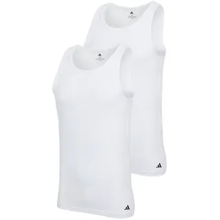 adidas Herren Unterhemden, 2er Pack - Tank Top Active Flex Cotton ärmellos, einfarbig, Weiß S