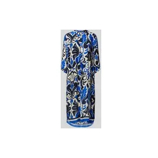Midikleid mit Allover-Muster, Blau, 34