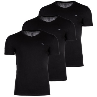 Diesel Herren T-Shirt , 3er Pack - UMTEE-MICHAELTRHEEPACK, Kurzarm, V-Neck, einfarbig Schwarz L