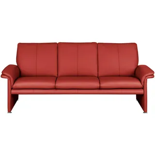 Livetastic 3-Sitzer-Sofa, Rot, Metall, Echtleder, Rindleder, 214x90x88 cm, Made in EU, Lederauswahl, Rücken echt, Wohnzimmer, Sofas & Couches, Sofas, 3-Sitzer Sofas