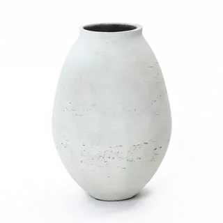 Hometopia Vase, Weiß, Naturmaterialien, Beton Optik, Rund, 32.5 cm, Dekoration, Vasen, Keramikvasen