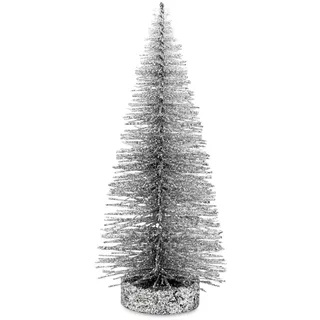 Dekobaum Glitzer 20 cm heller silberner Tannenbaum kleiner Metall Weihnachtsbaum