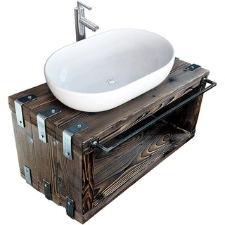 CHYRKA CHYRKA® Waschbeckenschrank (Natur, 60x38 cm H=40 cm) BORYSLAW-Bad Badmöbel Waschtisch Waschbecken Hängeschrank Unterschrank Design Massivholz Loft Handmade Vintage Deco