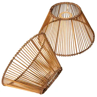 Rattan-Lampenschirme, Korbleuchte Boho-Stil, Korb-Lampenschirm für Tischlampe, Pendelleuchte, Stehleuchte (2, Dunkelbraun)