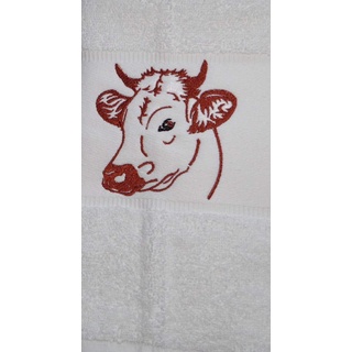 IHLUT weiches Handtuch, Bestickt mit Einer süßen Kuh* (70 x 140 cm)