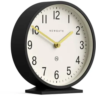 NEWGATE® Q Kaminuhr | Moderne Klassische runde Kaminuhr | Schwarz | Zeitgenössischer Stil für Kamin, Schreibtisch, Tisch, Regal oder Nachttisch