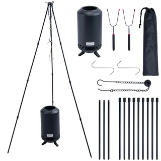 CHANGEMOORE Schwenkgrill Dreibein Holzkohlegrill höhenverstellbar, Camping