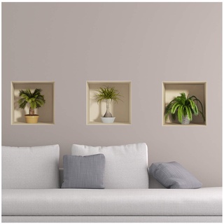 Sticker 3D Effekt | Wandaufkleber Palmen - Tapete Dekoration optische Täuschung Raum und Wohnzimmer | 30 x 90 cm