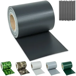 tectake® Sichtschutzfolie, Sichtschutzstreifen mit Befestigungsclips, Windschutz, Sonnenschutz, Sichtschutzmatte für Balkon, Garten, Terrasse, für Stabmattenzaun und Zaunelemente - 35 m, anthrazit
