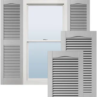 Ekena Millwork Lifetime Vinyl LL1S12X05200PG, Klapp-Fensterläden, Kathedralendesign, offene Lamellen, Montagezubehör, Verschlüsse, passende Schrauben (pro Paar), 30,5 x 132,1 cm (B x H), lackierbar