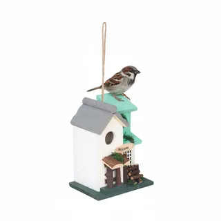 Relaxdays Vogelhaus, Landhausstil, Holz, zum Aufhängen, Verschiedene Größen, Vogelvilla für Garten, Mehrfarbig