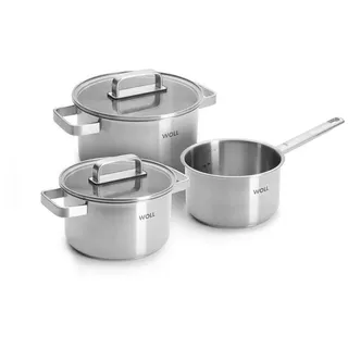 Woll Kochtopfset Steel, Silber, Metall, 16 cm, 3,5 + 2,6 + 1,8 L, rostfrei, Kochen, Töpfe, Topfsets