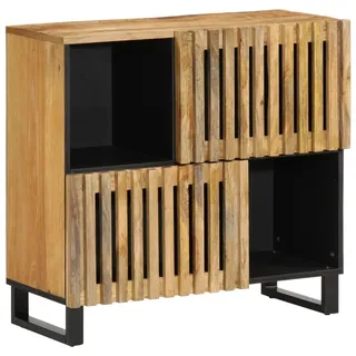 vidaXL Sideboard, Kommode mit 4 Fächern 2 Türen, Anrichte für Wohnzimmer Schlafzimmer, Beistellschrank, Industrie-Stil, Raues Massives Mangoholz