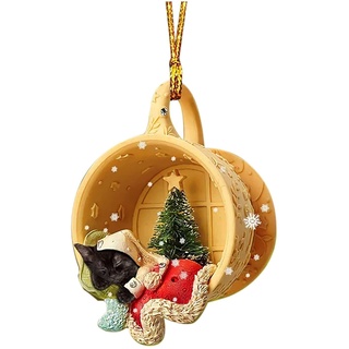 Weihnachtsdeko Weihnachtshund Weihnachts Anhänger Hund der im Nest schläft Weihnachtsbaumschmuck Ornamente Weihnachtsbaum Acryl Dackel Weihnachten Deko Lustig Hunde Hängende Zubehör (C, One Size)