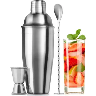Ensemble Shaker À Cocktails En Acier Inoxydable De 700 Ml - Shaker À Cocktails - Ensemble Shaker À Martini Avec Passoire Intégrée, Doseur Double Et Cuillère À Mélange Combinée - Shaker À Margarita Pro
