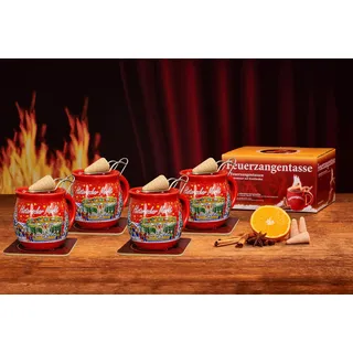 Feuerzangentasse 4er-Set, Rot/Historischer Markt - für Feuerzangenbowle