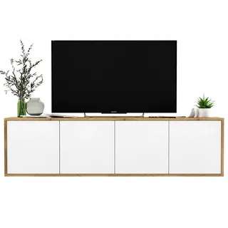 Meble Lindner Tv-Lowboard, Weiß, Holzwerkstoff, 4 Fächer, Rechteckig,Rechteckig, 150x39x35 cm, Wohnzimmer, Wohnwände, Lowboards, Lowboards stehend