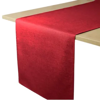 Decomira Tischläufer wasserabweisend Leinen-Optik - Fleckschutz, abwaschbar - Als Garten-Tischdecke Outdoor für Esstisch - Rot - 40x260 cm