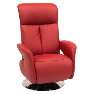 vito Relaxsessel DISK S, Rot - Leder - mit manueller Verstellung