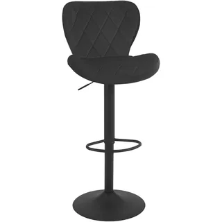 WOLTU Barhocker, Barstuhl höhenverstellbar, Drehhocker 360°, Hocker mit Rückenlehne Fußstütze, Bistrostuhl ergonomisch, Samt Metallgestell, für Bar Bistro Kücheninsel, Schwarz, BH419sz-1