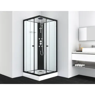 SANOTECHNIK STIL Komplettdusche mit Schiebetür 90 x 225 cm schwarz Sicherheitsglas