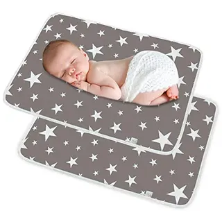 SACONELL Baby Wickelunterlage 2 Stück, Tragbar wickelunterlage Unterwegs 50x70cm, Baby Unterlage Wasserdicht für Babys und Kleinkinder(2 Grau)