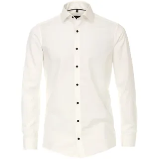 Businesshemd VENTI "VENTI Businesshemd Langarm uni", Herren, Gr. 46, Normalgrößen, weiß (ivory), 100% Baumwolle, unifarben, schmal, Hemden