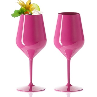 Doimoflair Weinglas DoimoFlair Weingläser aus Kunststoff bruchsicher Plastik rosa