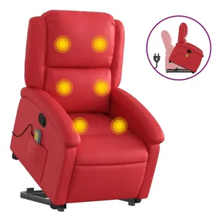 vidaXL Massagesessel mit Aufstehhilfe Kunstleder 144,5 x 82 x 0 cm Rot