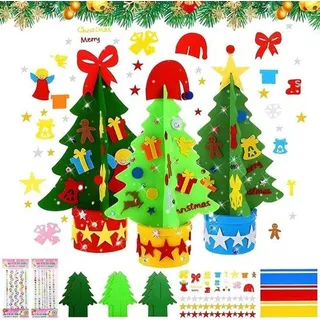 Famanu Bastelset Weihnachtsbaum aus Filz - 3 Sets Weihnachtsdekoration