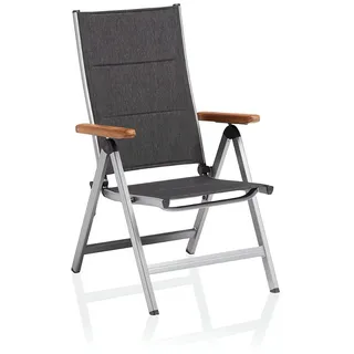 KETTLER Gartenstuhl GRANADA Padded Multipositionssessel silber/ anthrazit meliert