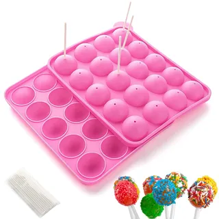 Linian Silikon Cake Pop Form, Lollipop Candy Formen, Silikonform für Cupcake Süßigkeiten Schokolade (Rosa)