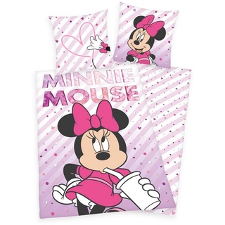 Kinderbettwäsche Disney ́s Minnie Mouse - Wende-Bettwäsche-Set, 135x200 & 80x80, Disney Minnie Mouse, Baumwolle, 100% Baumwolle rosa