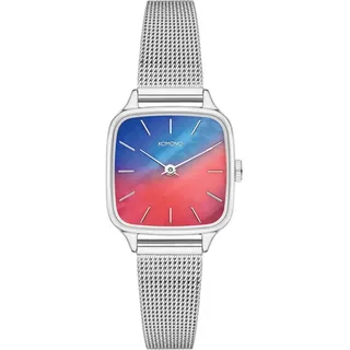 Komono Damen Uhr Armbanduhr Damenuhr, Analog, Größe:Einheitsgröße, Farbe:Grau-silber,rot
