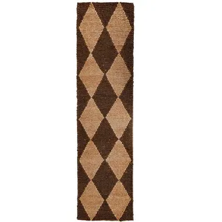KADIMA DESIGN Rauten Juteteppich 80 x 230 cm Braun