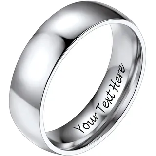 PROSTEEL Herren hochglanzpoliert personalisiert Ring Edelstahl Größe 62 Hochzeit Verlobung Bandring 6mm breit Partnerring Trauring Finger Ring Modeschmuck Accessoire für Geburtstag
