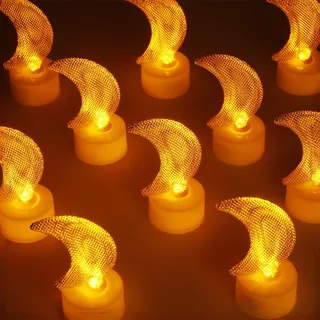HAIDOLIANG LED Teelichter, Die Durchlochtung Flammenlose Kerzen, Extra Lange Batterie 200+ Stunden für Hochzeit, Indirekte Beleuchtung für Festival, Weihnachtsdeko & Aesthetic Room Decor (6, Mond)