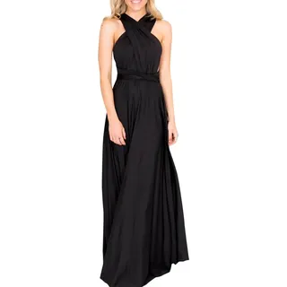 OBEEII Damen Luxuriös Sommer Lang Kleid elegant Geteilter Abendkleider Ärmellos Hochzeit Kleider Party Vintage abschlussbal Cocktailkleid Schwarz L - L