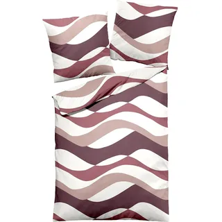 Dormisette Edel Biber Bettwäsche 155x220 Wellen aubergine Taupe weiß 1540-60