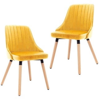vidaXL Esszimmerstuhl 323059 Dining Chairs 2 pcs Yellow Velvet (2 St) gelb