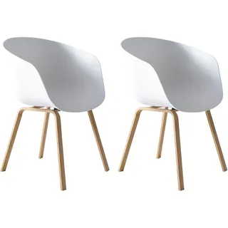 SalesFever Schalenstuhl Lund Kunststoff weiß 2er Set