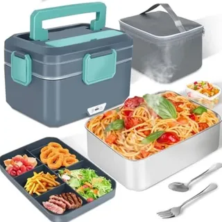 Elektrische Lunchbox Mit 3,5 Litern Fassungsverm√∂gen Und 90 Watt Leistung, Extra Großes Fassungsverm√∂gen, Für Zuhause Oder Auto, Mit Gabel Und L√∂ffel, Tragbar, Ideal Für Lkw, Familien Und Camping