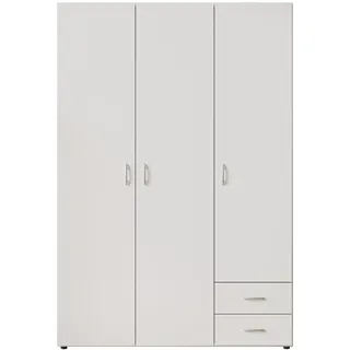 BASE Kleiderschrank Schrank Drehtürenschrank in Weiß 120 x 177 x 52 cm | Schlafzimmerschrank mit 3 Türen für viel Stauraum, zeitloses Design in Weiß, ideal für Kleidung und Jacken