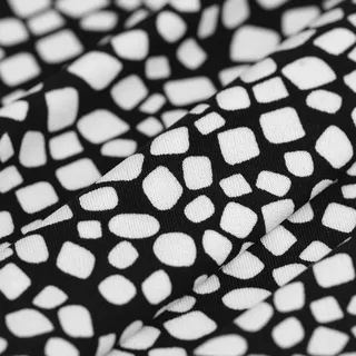 Jersey Polyester recycelt geometrisch gemustert Weiß/Schwarz