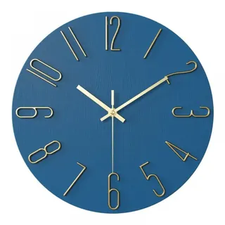 Wohnzimmeruhr, 30 Cm (12 Zoll) Wanduhr Mit Goldenen Und Blauen Buchstaben
