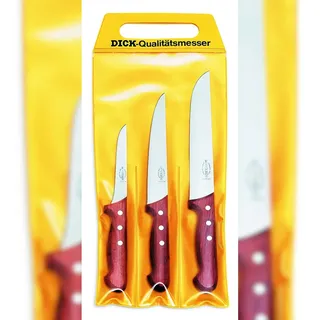 Friedr. Dick Messerset 3-tlg. Ausbeinmesser 13 cm/Stechmesser 18 cm/Blockmesser 21 cm Holzgriff Braun/Silber