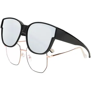 FEISEDY Überzieh Sonnenbrille Polarisiert für Brillenträger Überziehbrille Herren Damen Überbrille Groß Fit-Over mit Verspiegelte Linsen & UV400 Schutz B2922 - L