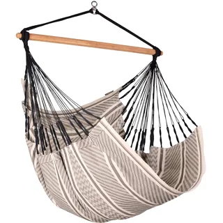 LA SIESTA®- Habana Hängesessel Comfort Size + Befestigungsset für Entspannung & Stil: 360° Drehgelenk, hochwertiges Bambusholz - GOTS-zertifizierte Baumwolle (Zebra)