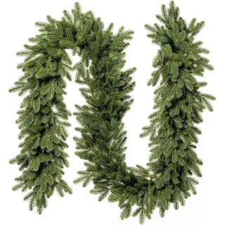 Fairytrees Hänge-Weihnachtsbaum FAIRYTREES Weihnachtsgirlande grün 2 m aus 100% Spritzguss, Üppige Tannengirlande künstlich, klassische Weihnachtsdeko braun|grün 200 cm