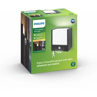 Philips Außenwandleuchte Kunststoff 20,0 cm mit Bewegungsmelder schwarz